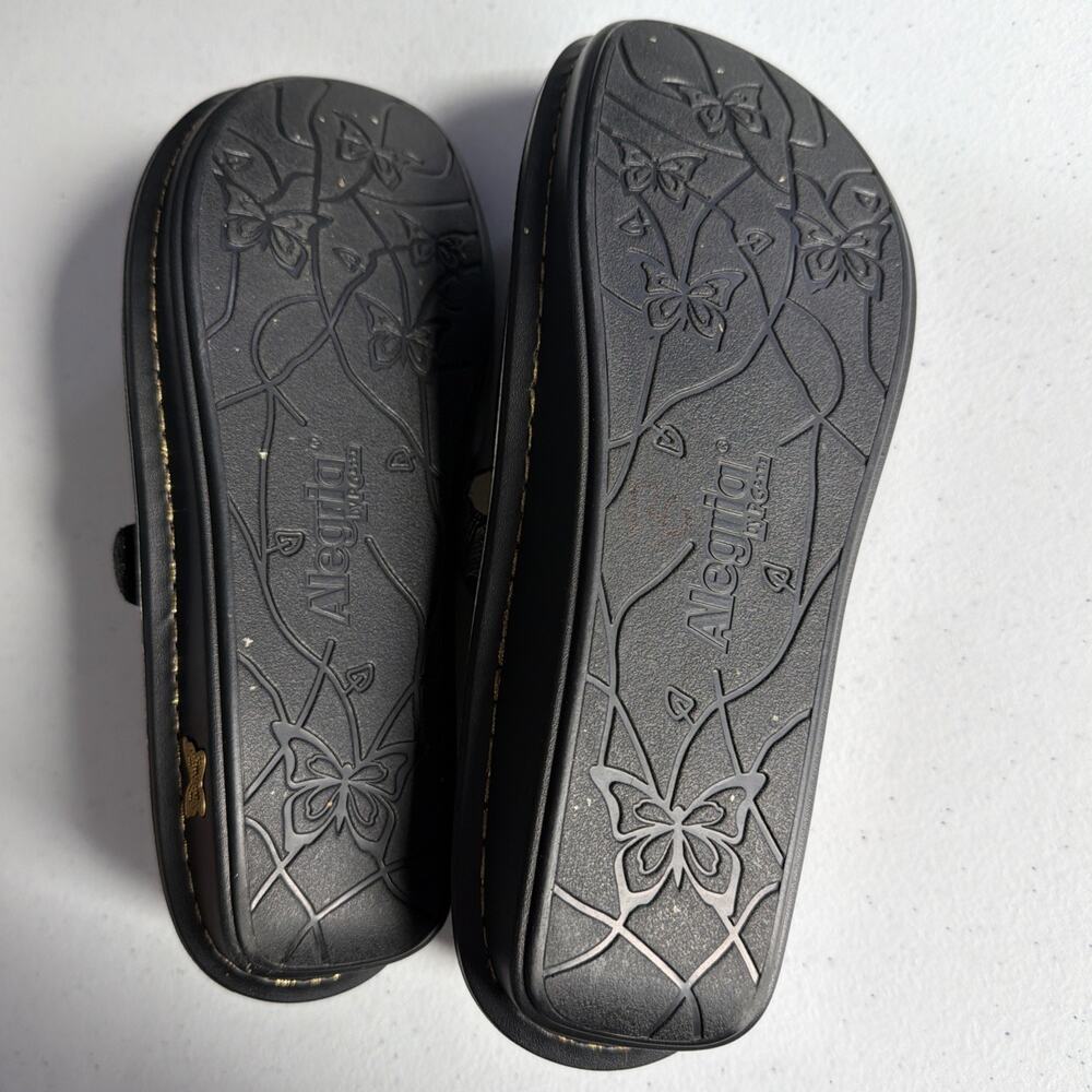Alegria Mary Jane Shoes 8.5 EU 39 Black Embossed Leather Tweed Academia Everyday - Picture 10 of 10